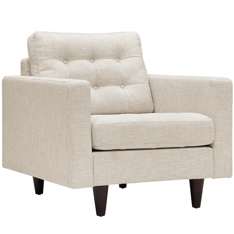 Upholstered Armchair, Beige Polyester Blend