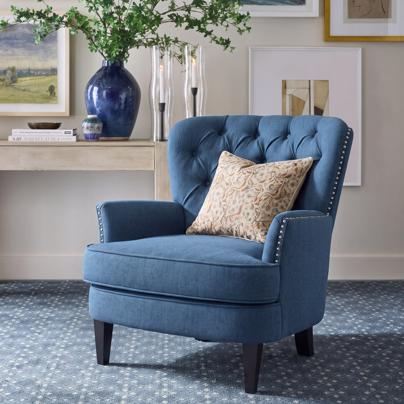 Parmelee Armchair, Dark Blue Polyester