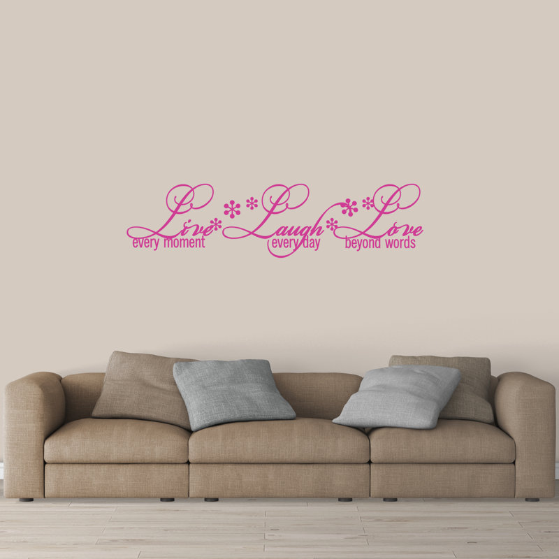 Décalcomanie murale Live Laugh Love, Rose vif