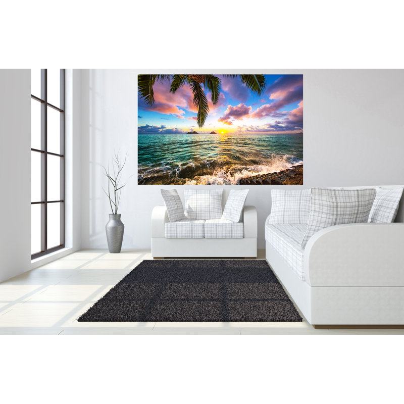 Art mural en verre trempé sans cadre Coastal Sunset - 40 po x 60 po