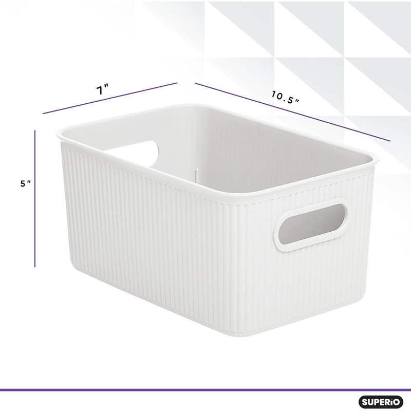 Ensemble de bacs de rangement en plastique nervuré
