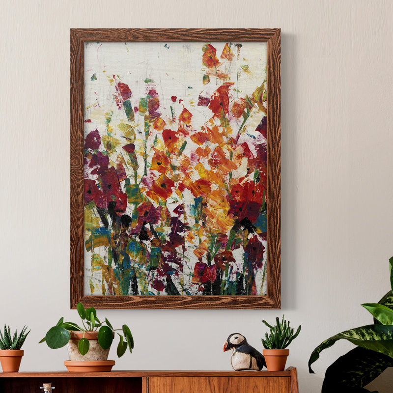 Fleurs sauvages en fleurs II, toile encadrée de qualité supérieure - prête à être accrochée, Cadre en érable