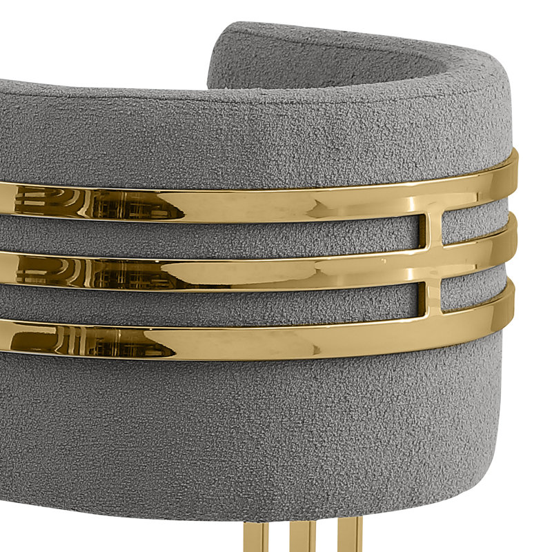 Teddy Fabric Counterheight (24") & Barstools (29") with Chrome Frame, Gray, Counter stool 24", Gold
