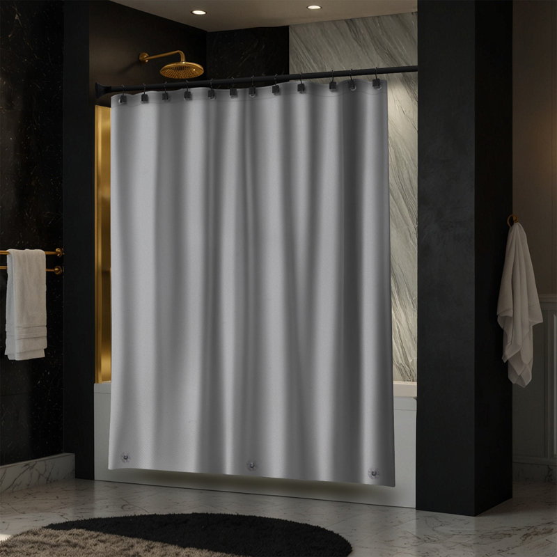 Moorefield Solid PEVA Shower Liner with Black Grommets, Soft-Touch, 72" x 72", Gray