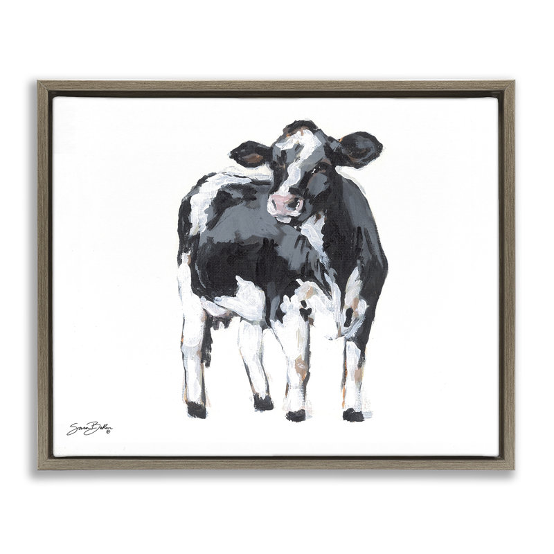 Cadre flottant regardant la vache laitière, design par Sara Baker, Cadre flottant orme Montalcino, H 17 po x l 21 po