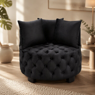 Chaise d'appoint de loisir contemporaine rembourrée capitonnée, gris foncé, durable et élégante pour les intérieurs modernes