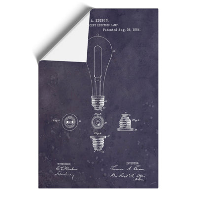 Light Bulb Patent Dark - Unframed Graphic Art