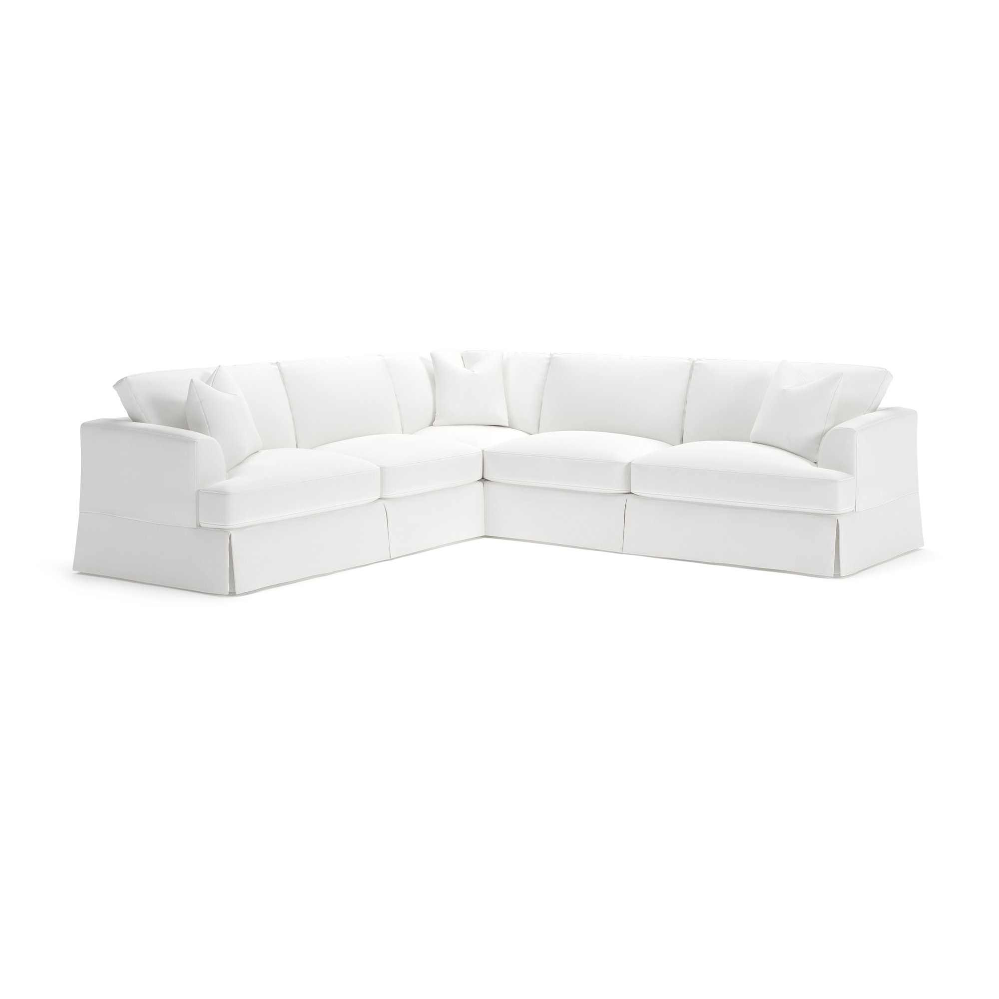 Lucia 4 - Piece Slipcovered L-Sectional, Bayou Off White Canvas, Left Hand Facing