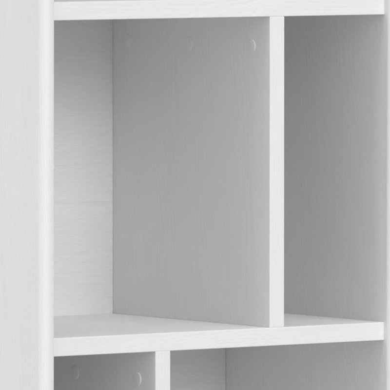 White Solid Hardwood Mid-Century Modern Bookcase with Storage Drawer