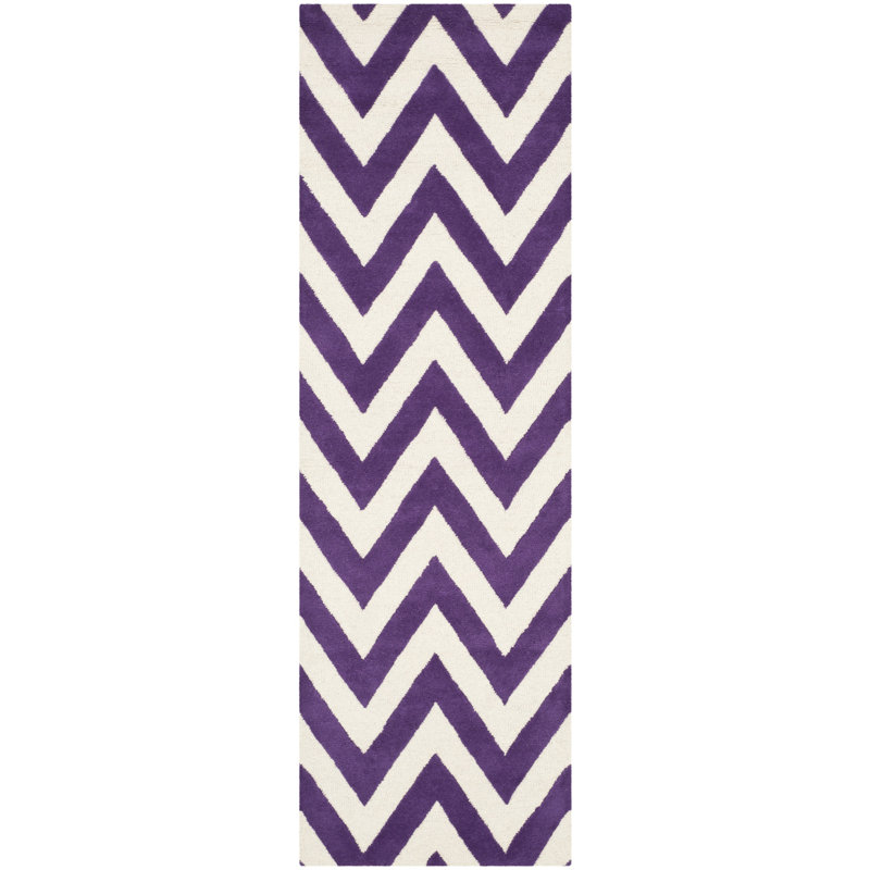 Sanyla Hand Tufted Wool Chevron Rug, Runner 2'6" x 12'