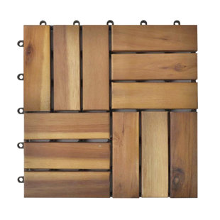 Dreampatio Acacia Wood Patio Pavers, Interlocking Deck Tiles For Outdoor And Floors, 12 X 12 Inch, Pack Of 6, 12-Slat Pattern (Ensemble de 6)
