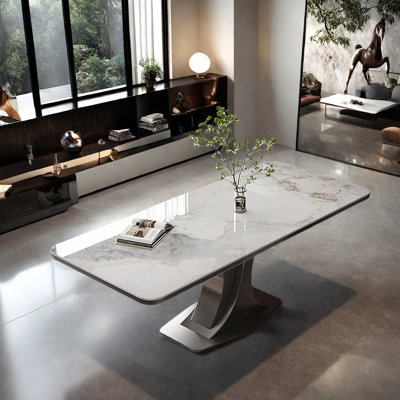 Table de salle à manger blanche en pierre frittée