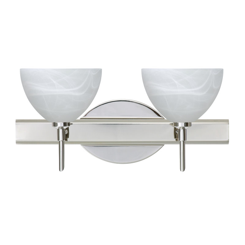 Éclairage pour salle de bain 2 lumières Undis, Nickel satiné, Blanc, Incandescent