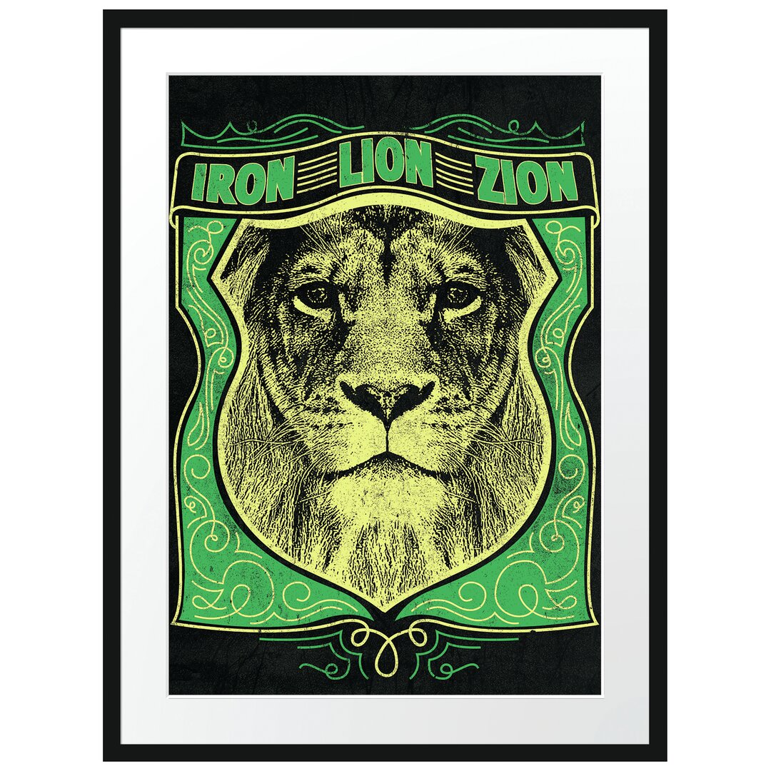 Gerahmtes Poster Iron Lion Zion Black