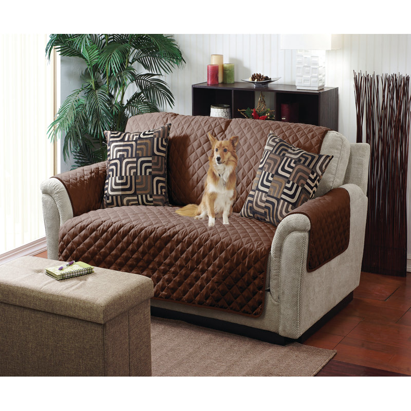 Housse matelassée réversible pour fauteuil avec accoudoirs et coussins en T, 75 po x 75 po, Chocolate et taupe