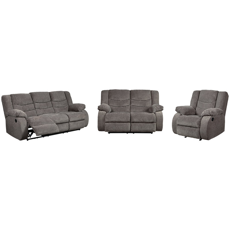 Ensemble de salon inclinable 3 pièces Barksdale, gris