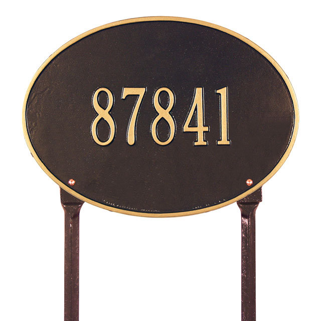 Plaque d'adresse sur 1 ligne Hawthorne, Oui, Bronze et doré