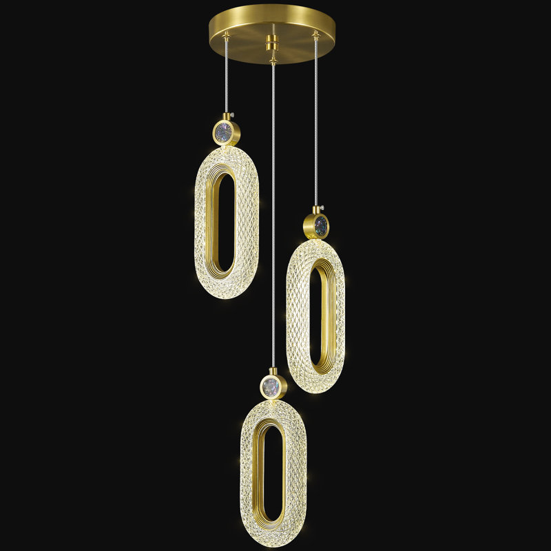 Luminaire suspendu pour îlot de cuisine à 3 lumières DEL or Laltes