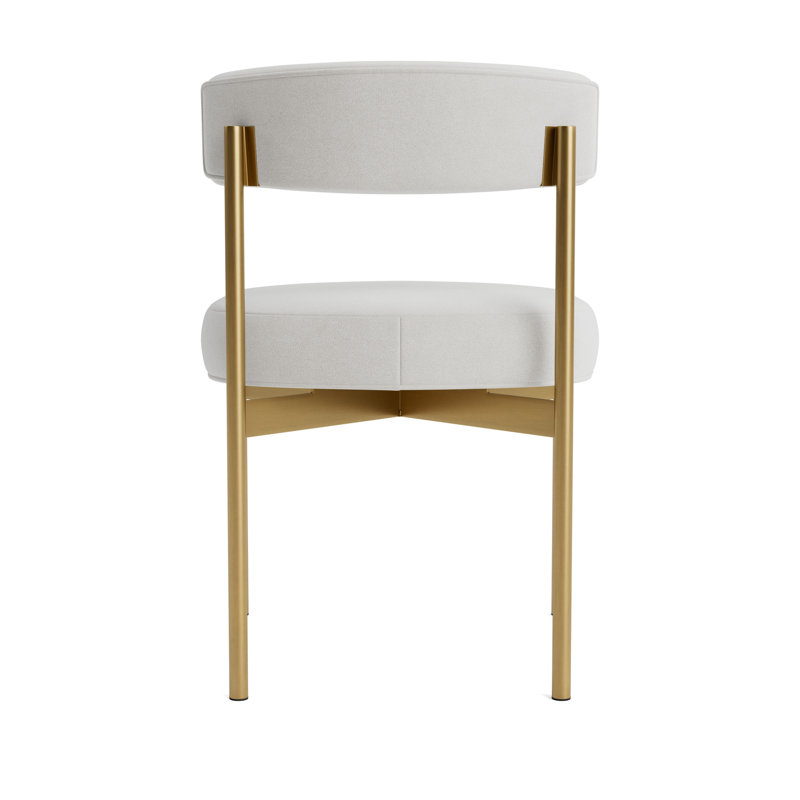 Remy Upholstered Dining Chair, Performance Velvet - Silver, Brushed Brass