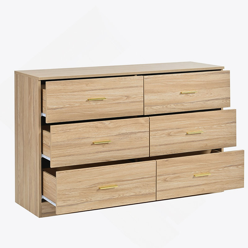 Commode 6 tiroirs Modern Modern, Naturel