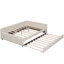 Lit plateforme tapissier avec port USB et lit gigogne simple, beige-222630640