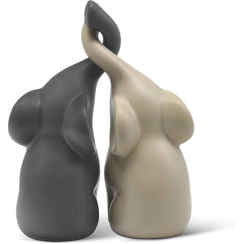 Paire d'éléphants aimants en beige et gris