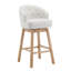 Tabouret de bar Elara pivotant à 360°, hauteur du siège 82 cm, revêtement capitonné, structure en hévéa massif, dossier capitonné.