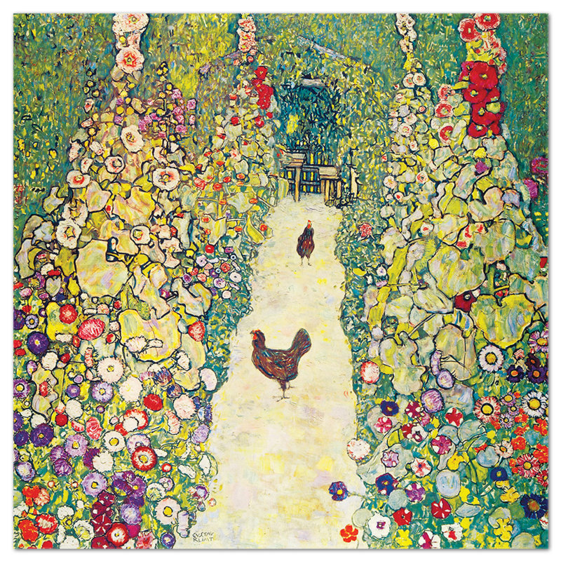 Garden Path With Chickens by Gustav Klimt - No Frame Painting on Plastic / Acrylic, 65cm H x 65cm W