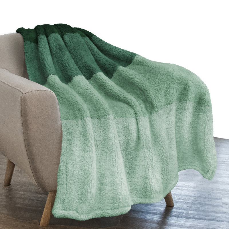 Jeté de lit Fluffy Sherpa, Jeté, Dégradé / vert
