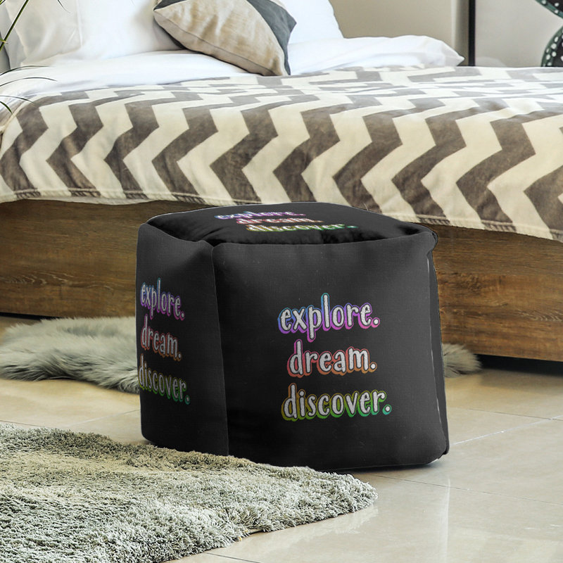 Upholstered Ottoman, Red/Yellow/Blue