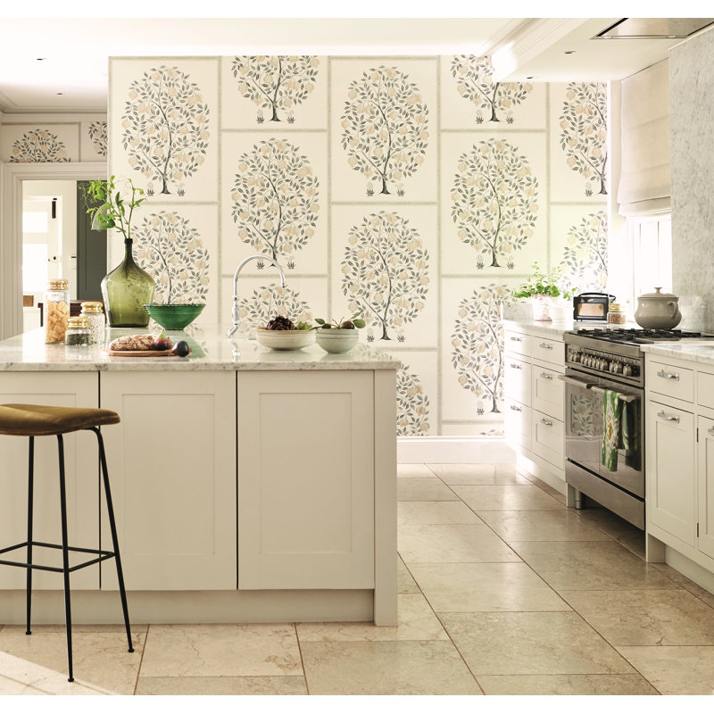 Anaar Tree Wallpaper, English Gray/Woad