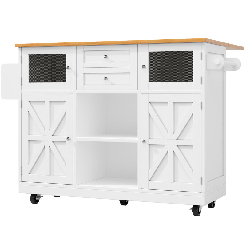 140 cm W Kitchen Island with Top, White