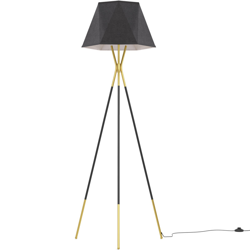 Inlight 65" Black and Gold Metal Tripod Floor Lamp