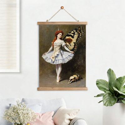 Papillon ballerine suspendue, art mural, l 16 po x 24 l, cintre encastré
