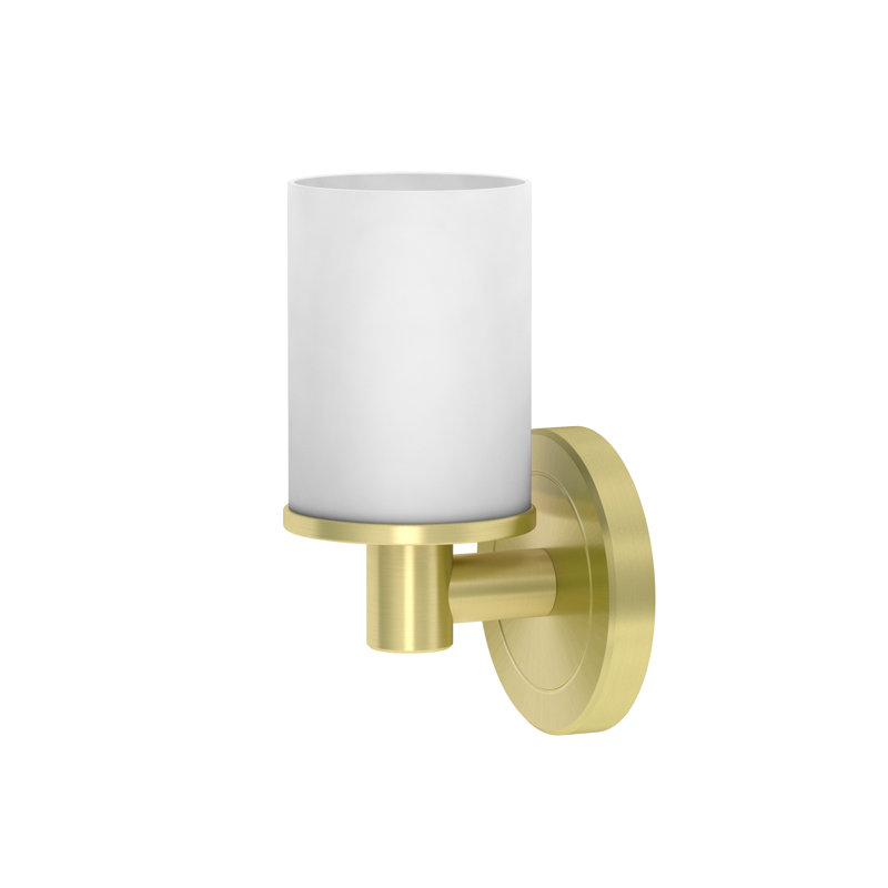 Latitude II Wall Mounted 1-Light Frosted Glass Sconce | Bathroom Lighting, Bright Brushed Brass