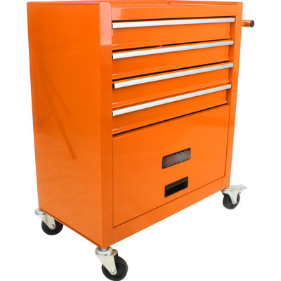 Chariot à outils multifonctionnel orange 4 - Fabrication en acier et fonctionnalité de tiroir lisse pour les outils de garage