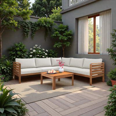 Ensemble de canapé d'extérieur à structure en bois avec coussins Design exotique résistant à l'eau et à la protection contre les rayons UV
