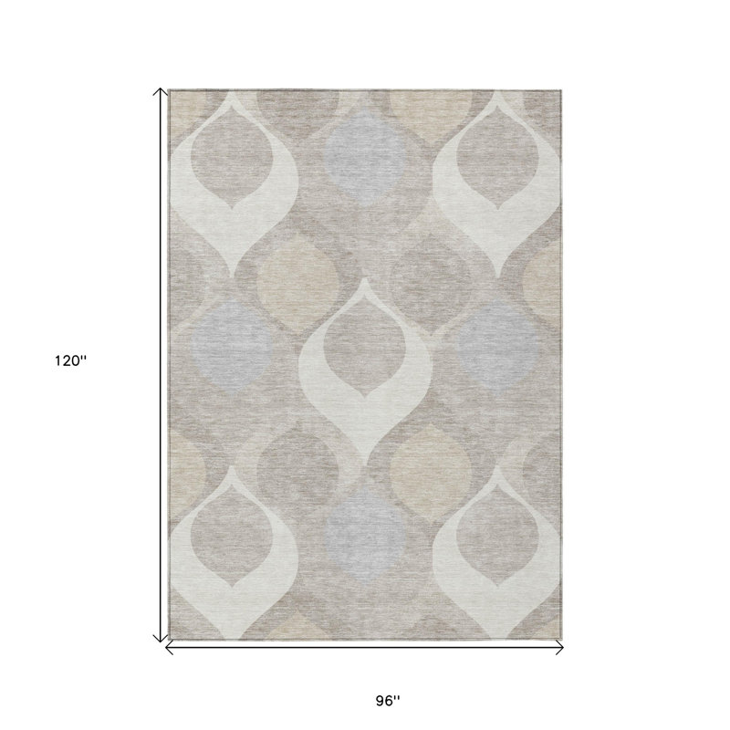 Tapis intérieur / extérieur ivoire lavable beige et brun clair 8 pi x 10 pi