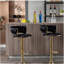 Ensemble de 2 pièces repose-pieds chromé et base réglable en cuir de velours avec tabouret de bar simple et pieds dorés - noir-752899298