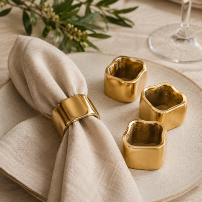 Handcrafted Sculpted Aluminum Napkin Rings Set of 4 