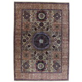 Hand Knotted Wool Area Rug in Beige