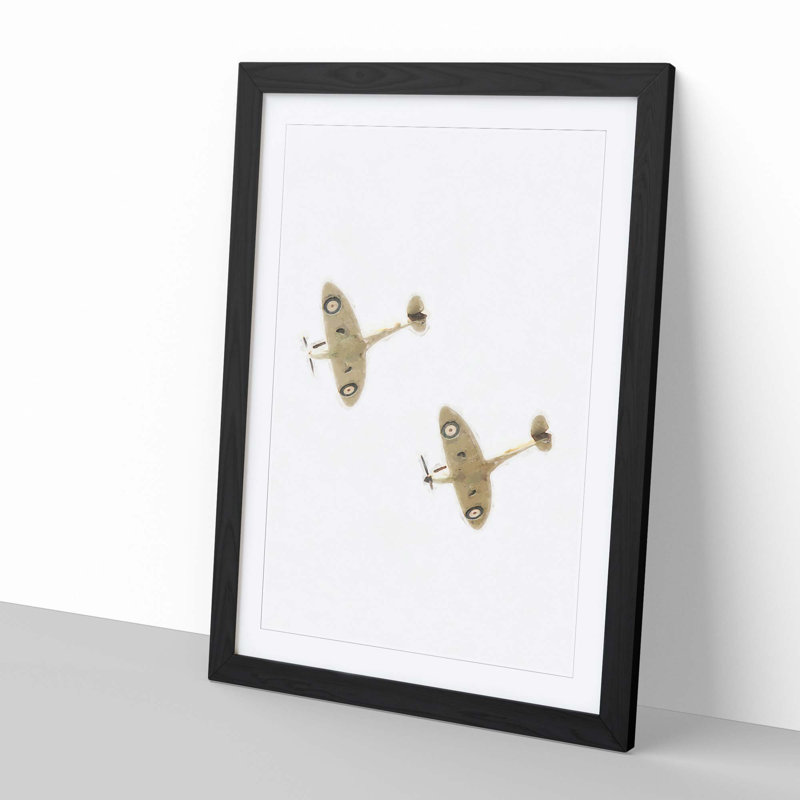 RAF Spitfire Planes - Framed Print, 91cm H x 60cm W x 2cm D, Black