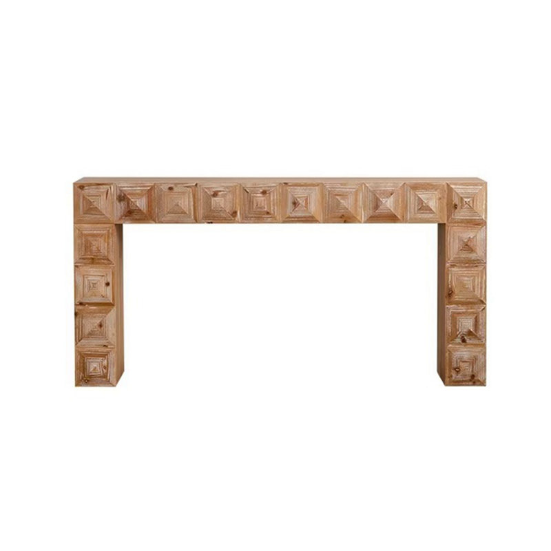 59.06" Rustic Geometric Relief Console Table