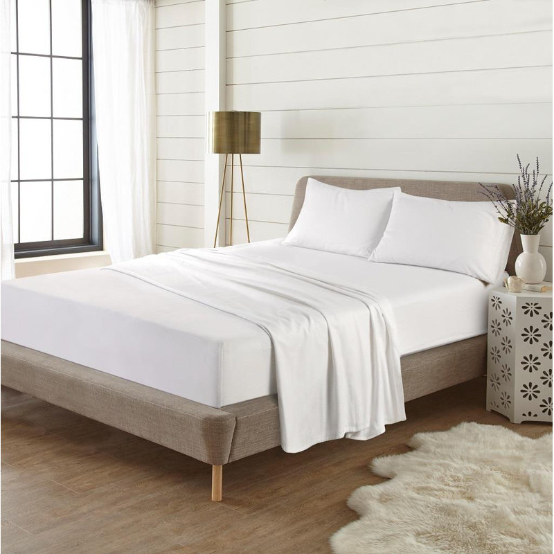 100% Cotton Sheet Set, White, Super King (6')