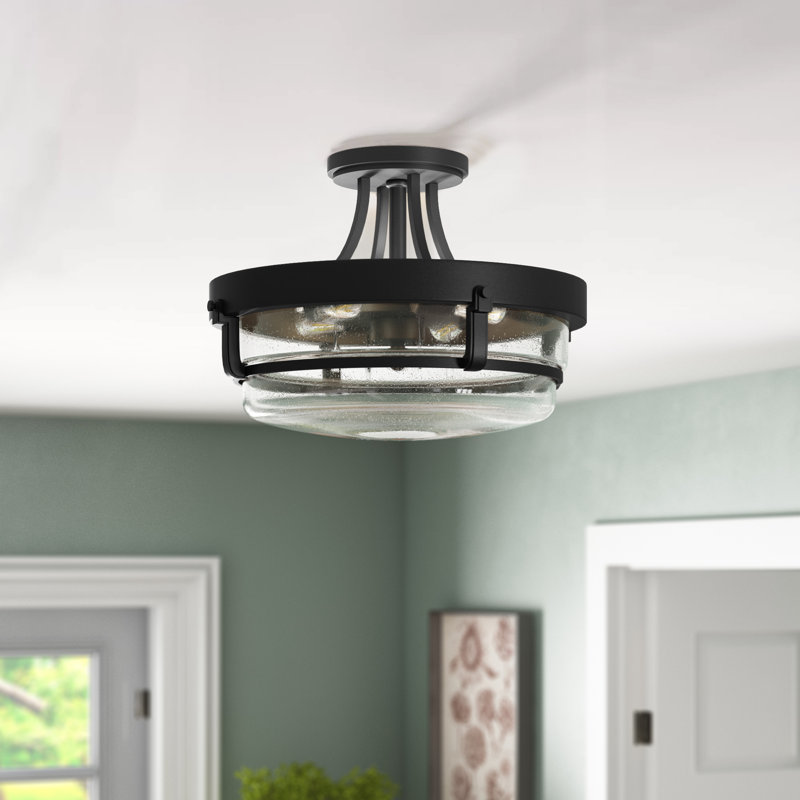 Plafonnier semi-encastré à 3 lumières de style lanterne 14,5 po Outpost