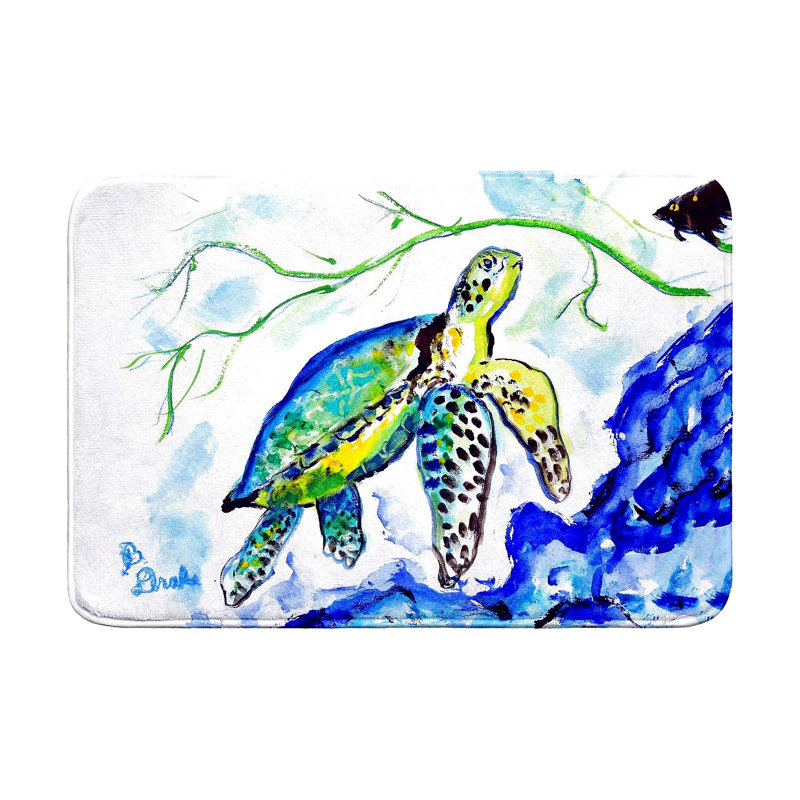 Yellow Sea Turtle Bath Mat, Single - 24" L x 36" W