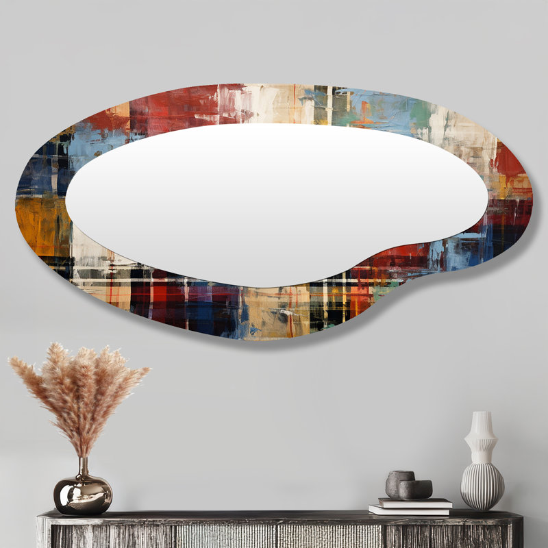 Terre carreaux IV - mosaïque bohème formes asymétriques - grand miroir mural bohémien