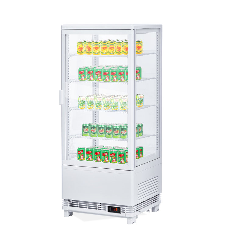 Réfrigérateur commercial, présentoir réfrigéré de 3,5 pieds cubes / 98 L avec 4 tablettes réglables, lumières DEL, verre trempé double, réfrigérateur à gâteaux sans givre, noir