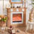 Burlywood + White Solid Wood Freestanding Fireplace