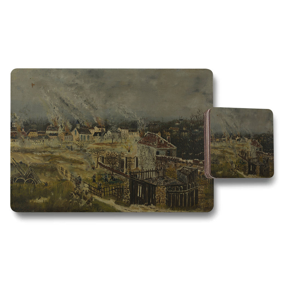 Vintage Village Landscape Placemat And Coaster Set Artwork